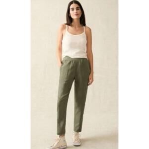 Faherty Women's Arlie Linen Blend Day Pant in Olive Green, Small